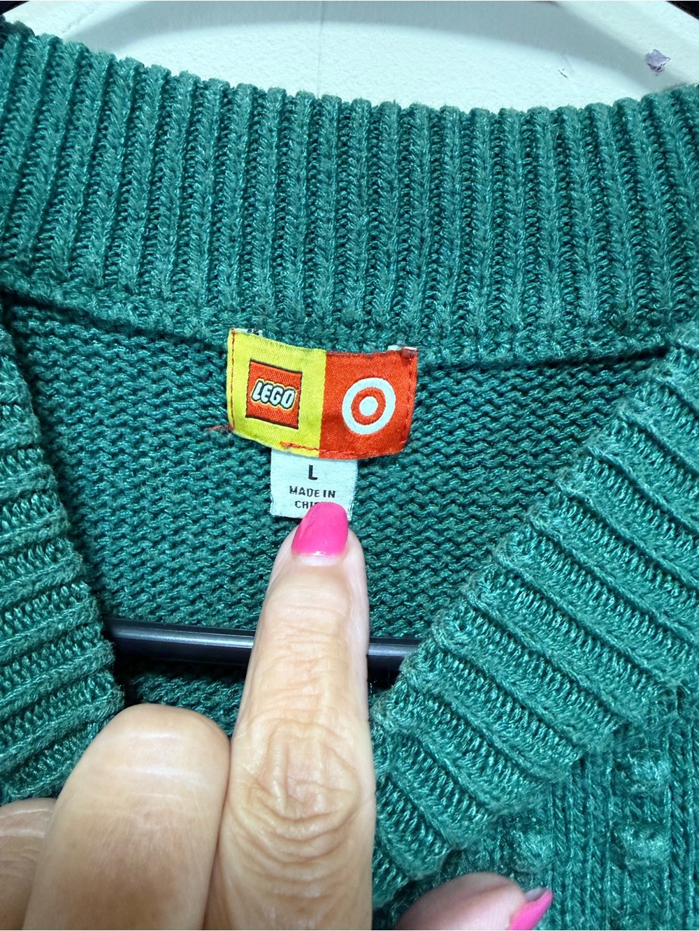 Lego Dark Green Bobble Knit Crewneck Sweater - Sz L - Picture 5 of 10
